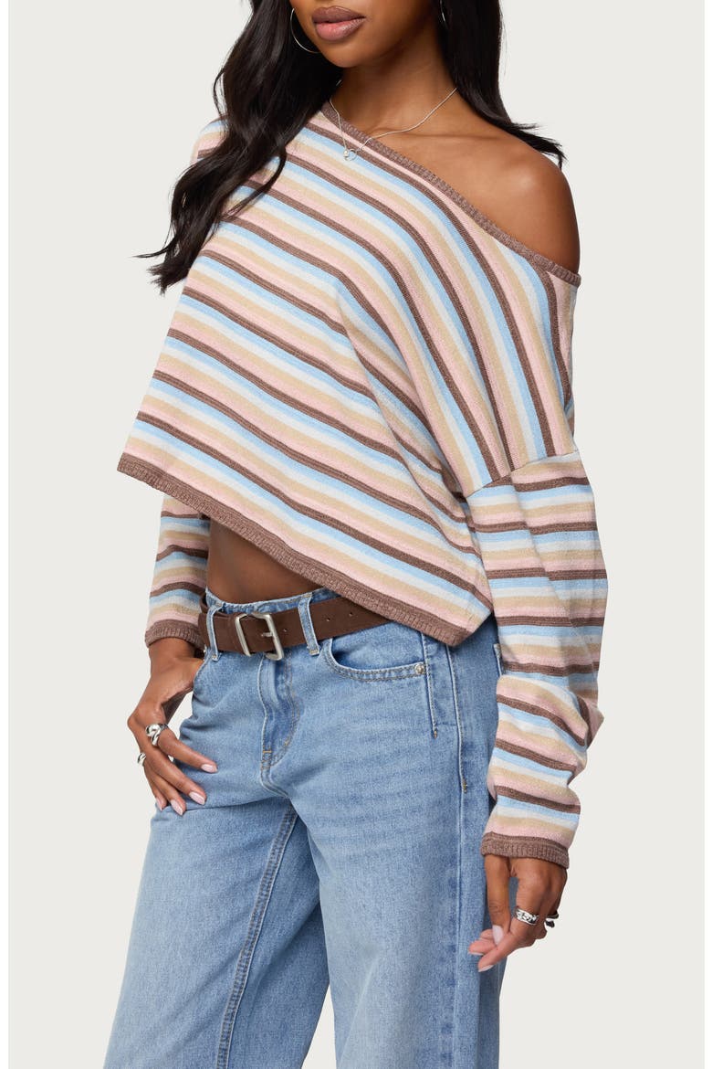 Alexis Stripe Off the Shoulder Long Sleeve Top, Alternate, color, MIX