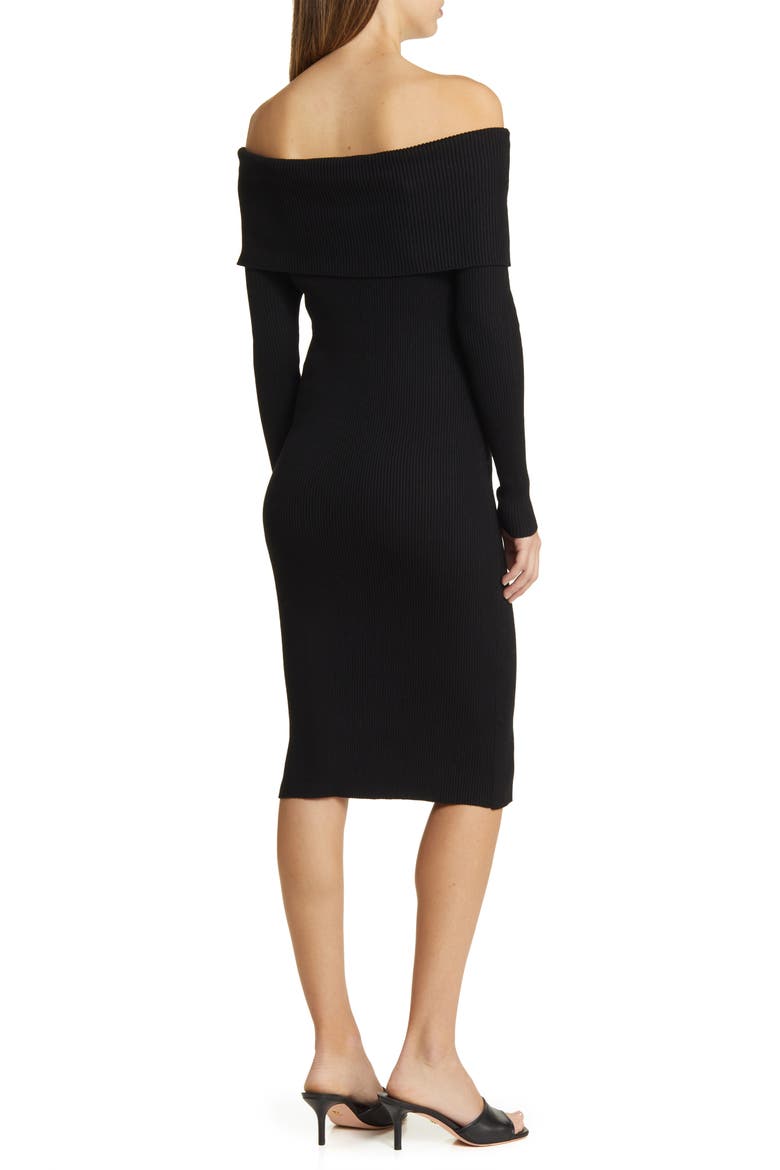 Carrie Off Shoulder Knit Dress, Alternate, color, BLACK