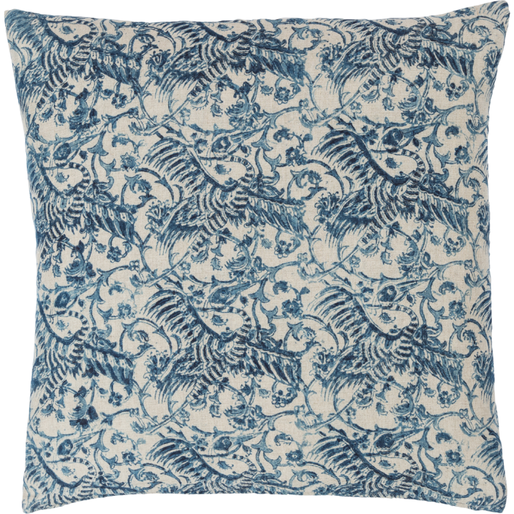 Alamwar Crane Indigo Pillow Cover In Indigo