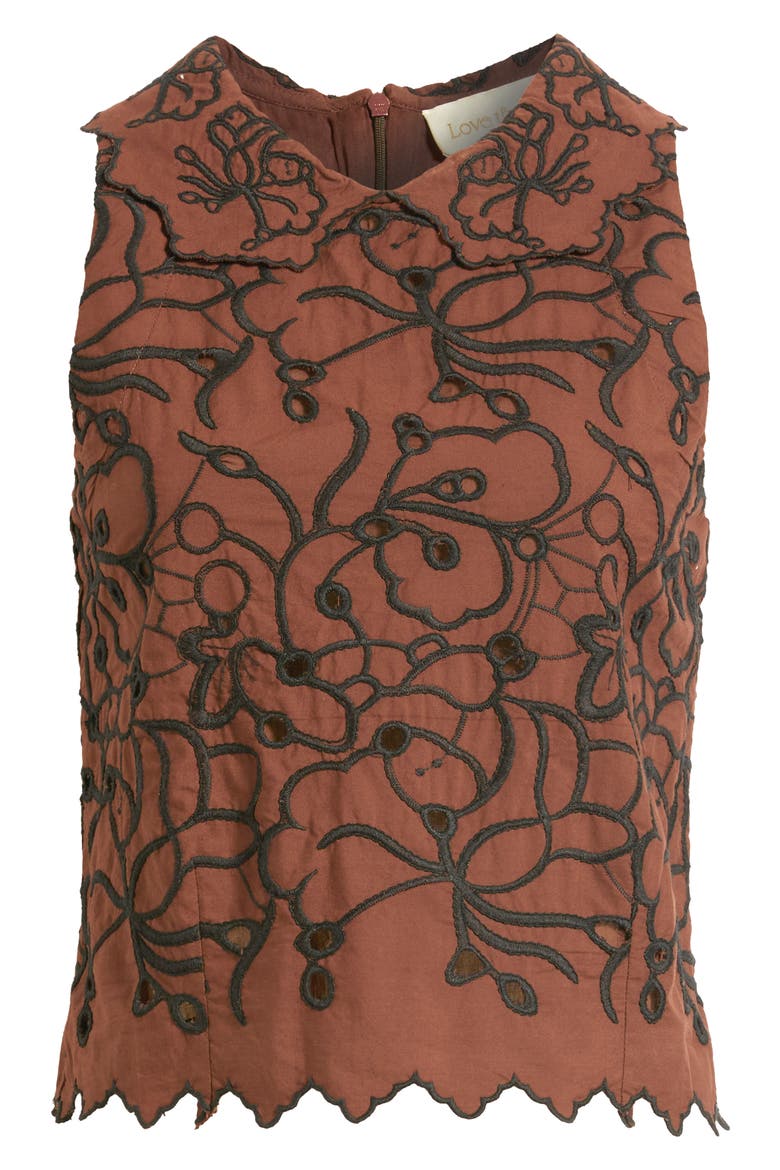 Lielle Embroidered Eyelet Cotton Top, Main, color, BROWNSTONE EMBROIDERY