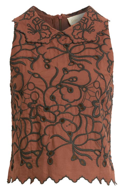 Lielle Embroidered Eyelet Cotton Top