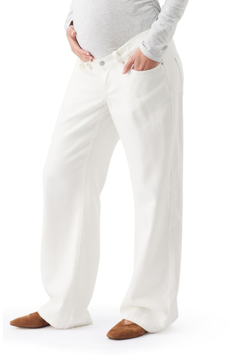 Billie Elastic Wide Leg Maternity Jeans, Alternate, color, Ecru