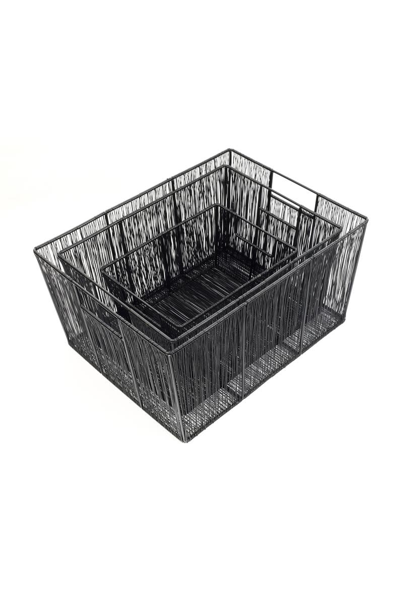 HAPPIMESS Sutton Modern Glam Handmade Wire Metal Nesting Storage Baskets, Alternate, color, Black