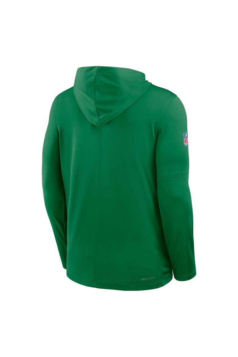 Men's Nike Kelly Green Philadelphia Eagles Big & Tall Sideline Place Kicker Alternate Lightweight Hooded Long Sleeve Dri-FIT Top, Alternate, color, Kelly Green
