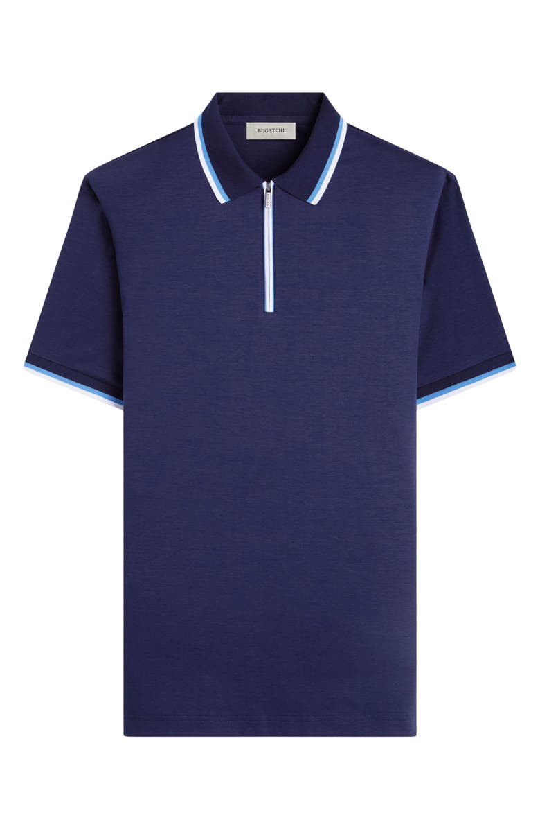 Bugatchi Tipped Quarter Zip Polo, Alternate, color, Navy