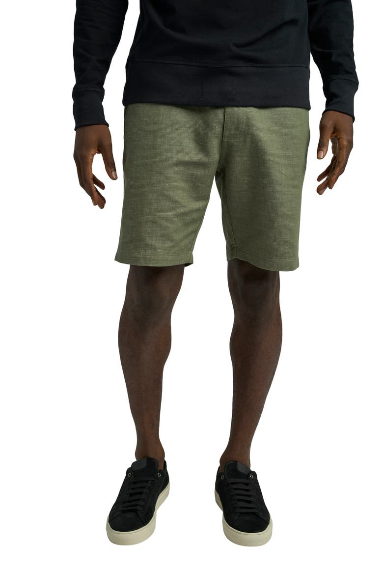 Tulum Flat Front Linen & Cotton Shorts, Alternate, color, ARMY