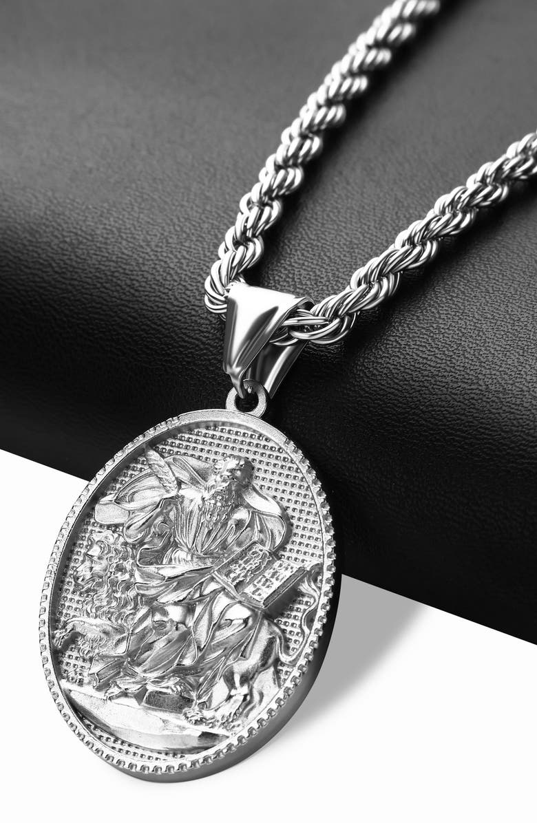 EDFORCE Men's St. Mark Pendant Necklace, Alternate, color, Silver