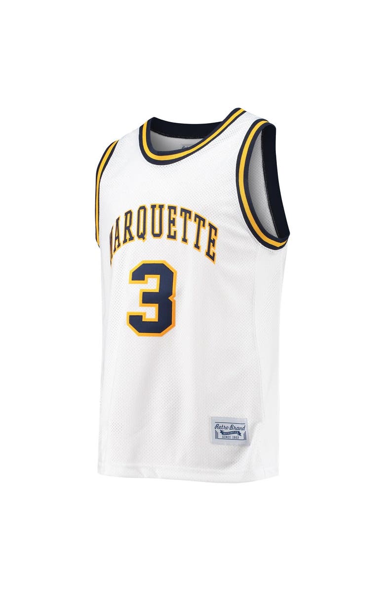 Retro Brand Men's Original Retro Brand Dwyane Wade White Marquette Golden Eagles Commemorative Classic Basketball Jersey, Alternate, color,