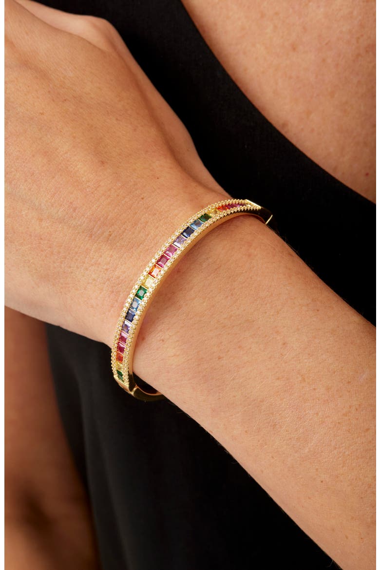 Rainbow Cubic Zirconia Bangle, Alternate, color, YELLOW