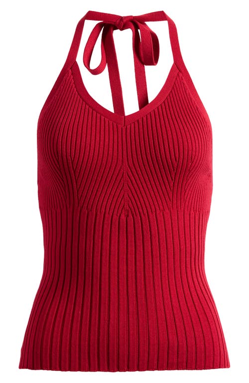 Reformation Delia Rib Halter Top In Lipstick