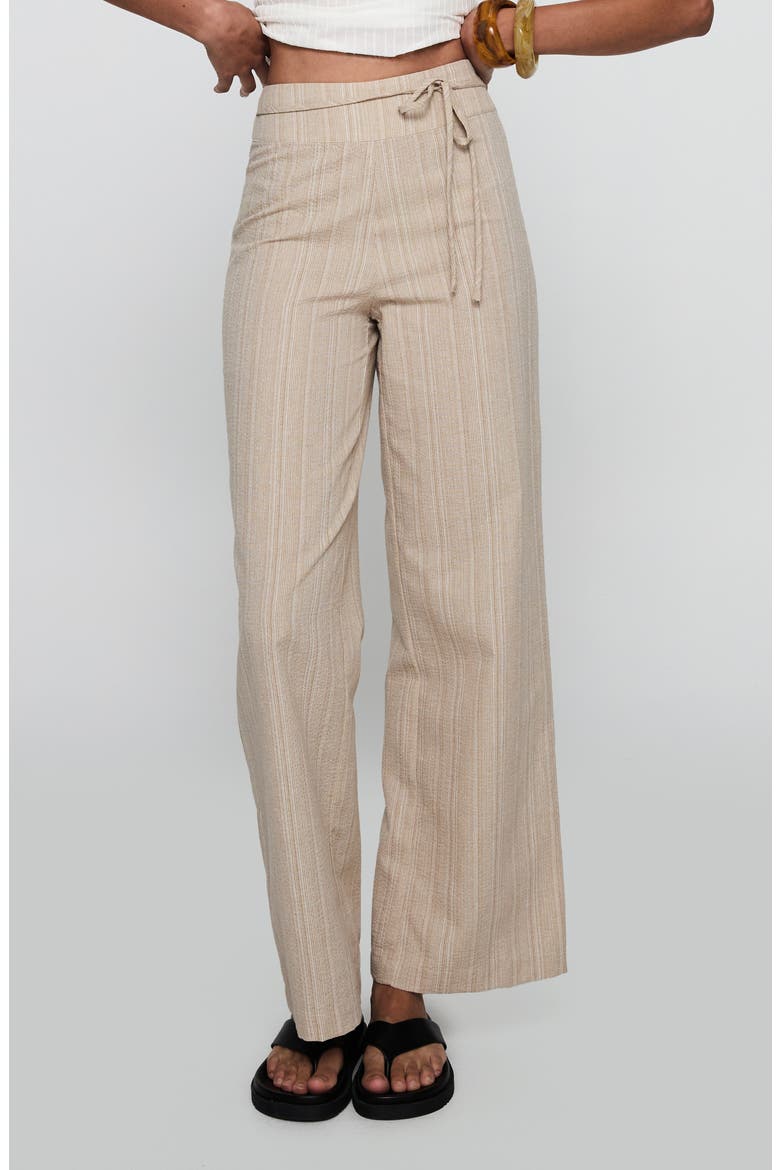 Rush Hours Tie Waist Flare Pants, Alternate, color, BEIGE