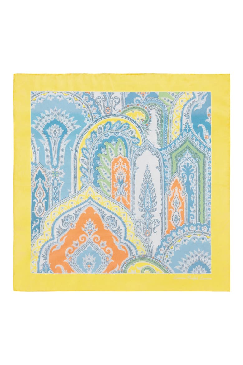 Paisley Silk Small Square Scarf, Alternate, color, LEMON SORBET