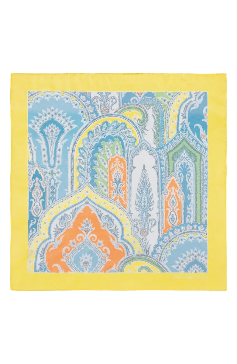 Lauren Ralph Lauren Paisley Silk Small Square Scarf, Alternate, color, Lemon Sorbet