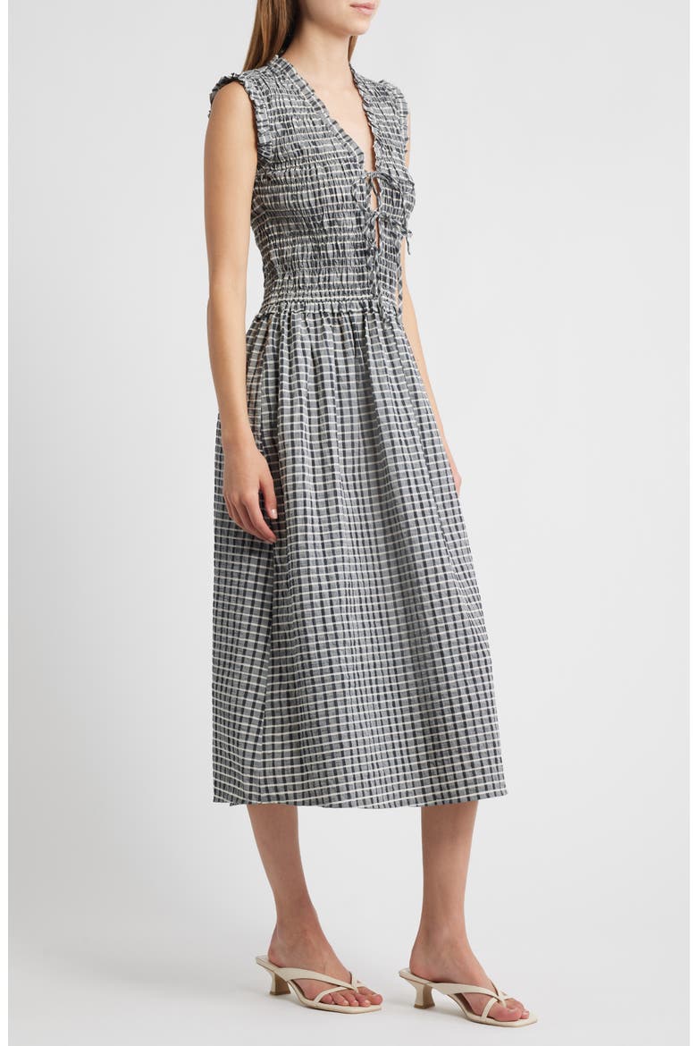 Adine Check Seersucker Midi Sundress, Alternate, color, ASH SEERSUCKER