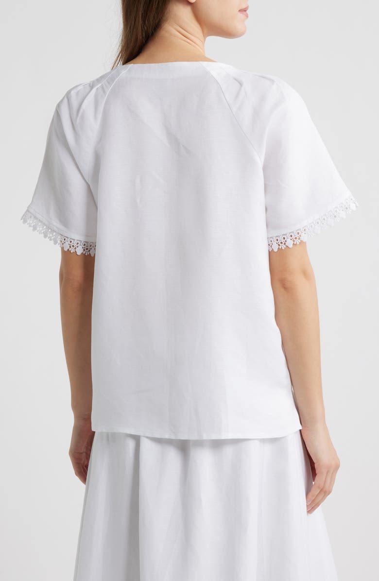 Anne Klein Pleat Short Sleeve Top, Alternate, color, Crisp White