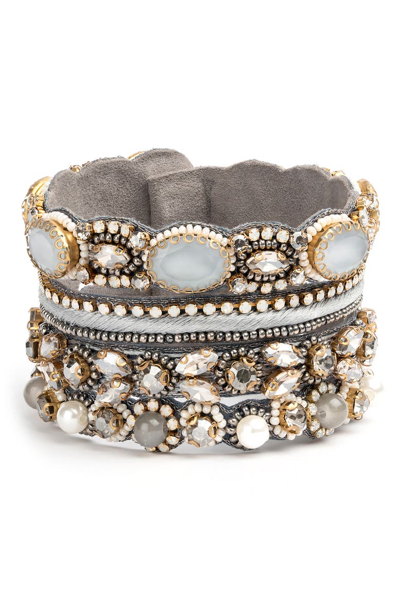 Brixie Stack Bracelet, Main, color, GRAY