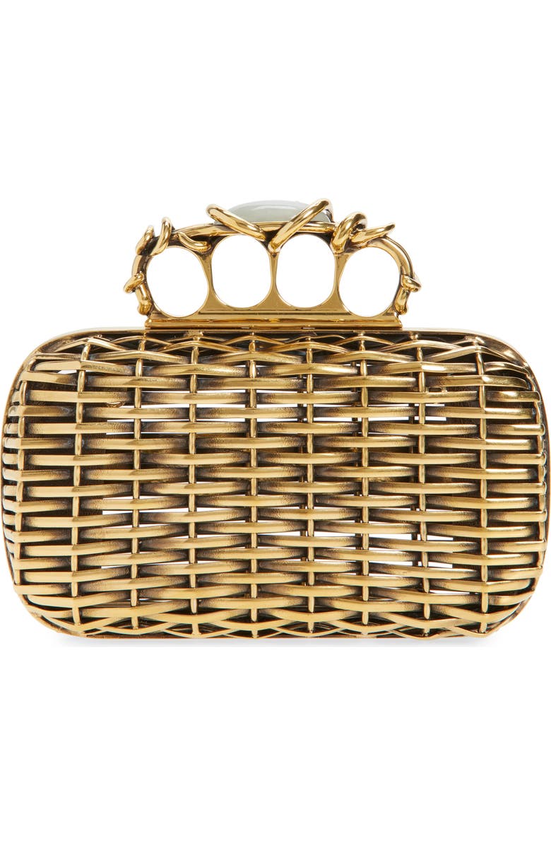 McQueen Wire Thorn Knuckle Clutch, Alternate, color, Gold/ Gold