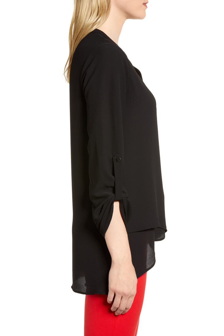 x International Women's Day Erin Cross Front Tunic Blouse, Alternate, color, BLACK