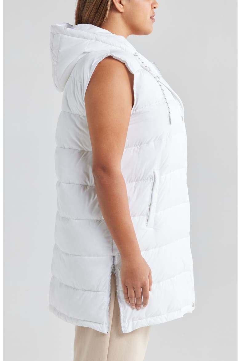 Women's Long Hooded Puffer Vest, Alternate, color, WHITE
