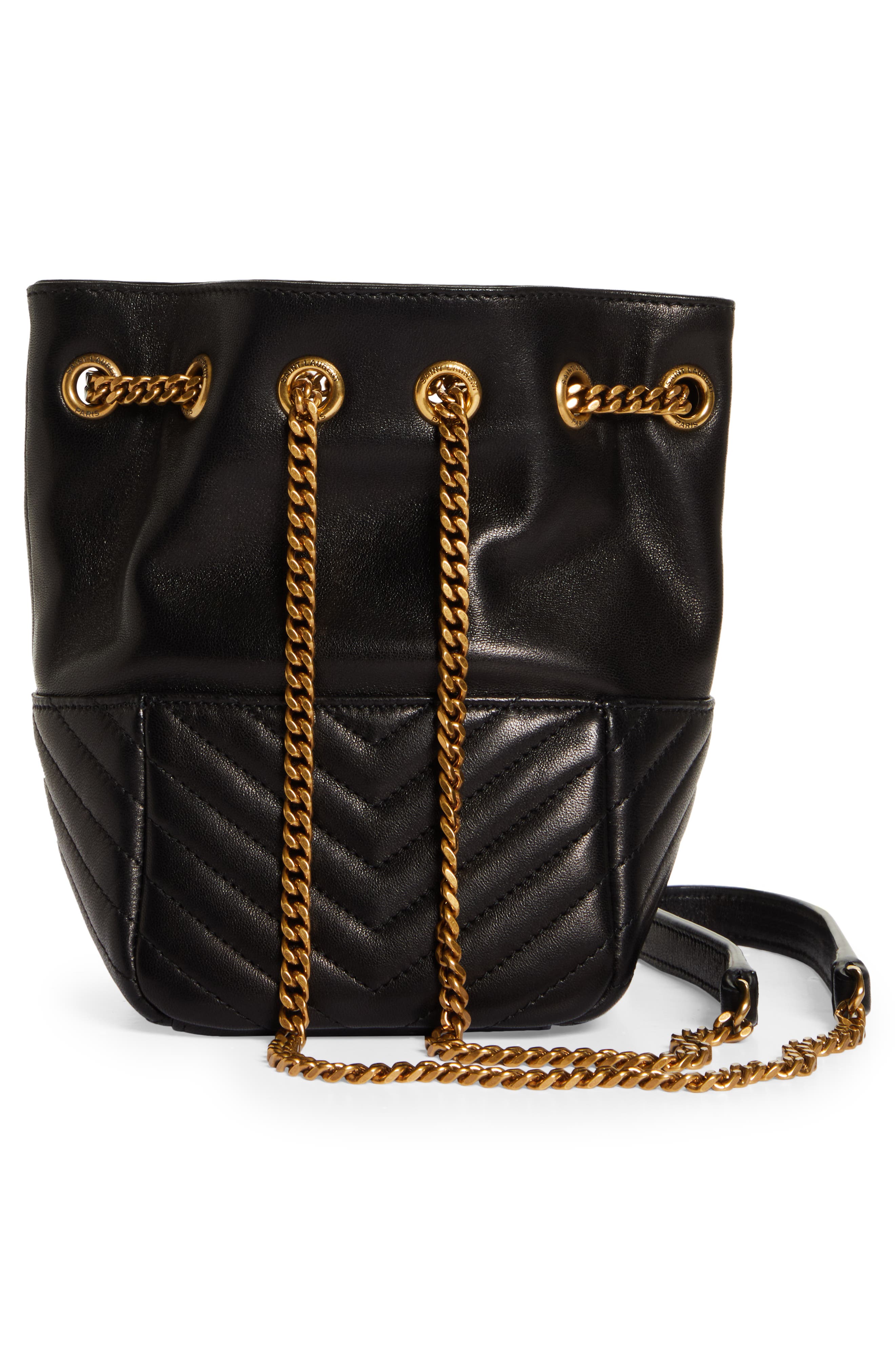 Saint Laurent Mini Joy Matelassé Leather Bucket Bag, Alternate, color, 