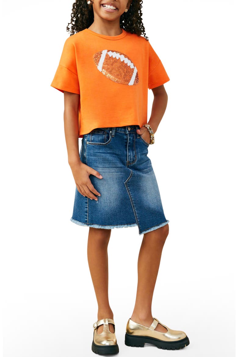 Kids' Gameday Football Sequin Graphic Tee, Alternate, color, ORANGE