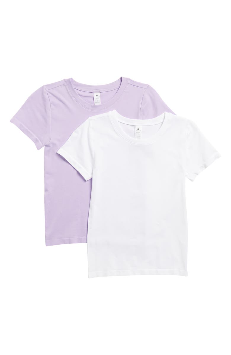 YOGALICIOUS Miranda 2-Pack Seamless Fitted T-Shirts, Main, color, Purple Rose/White