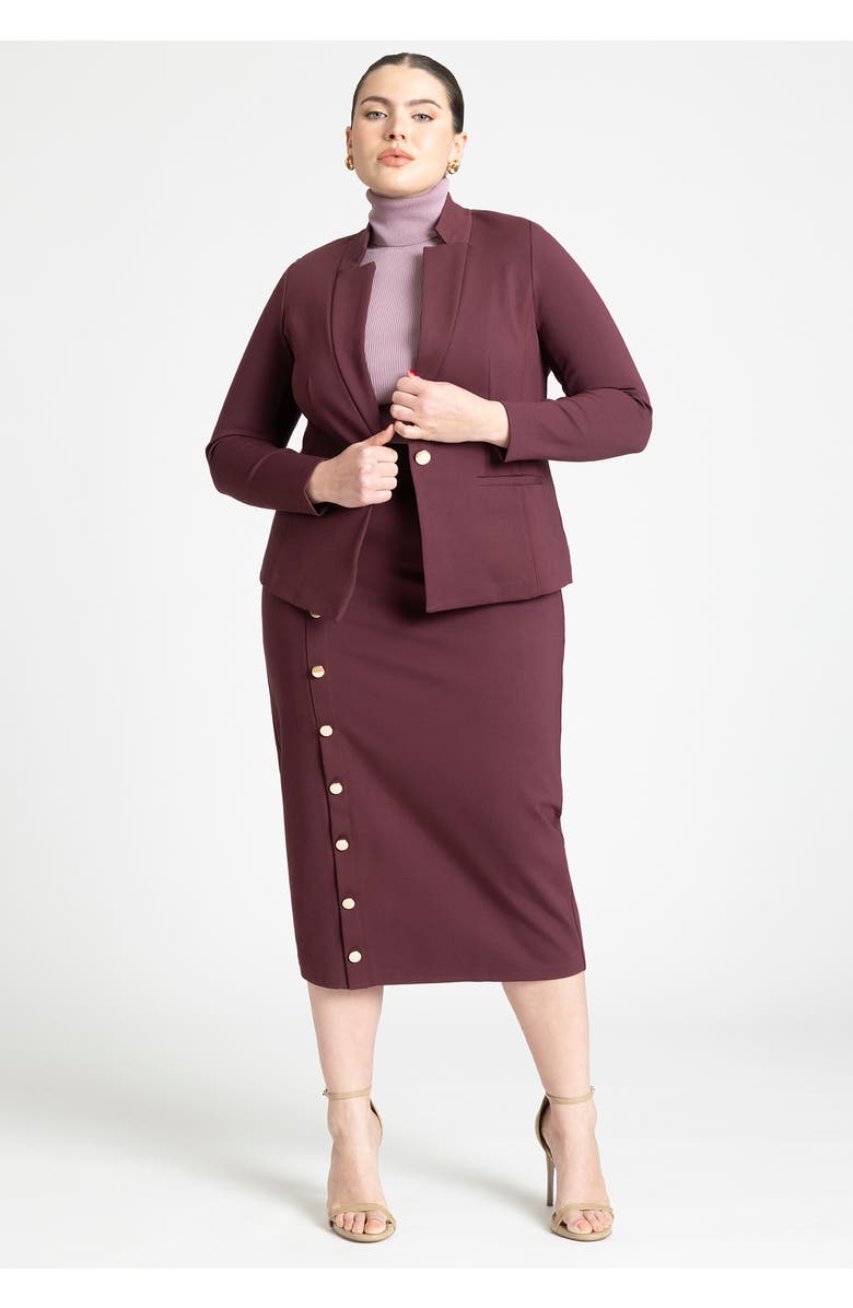 ELOQUII The Ultimate Stretch One Button Blazer, Alternate, color, Vineyard Wine