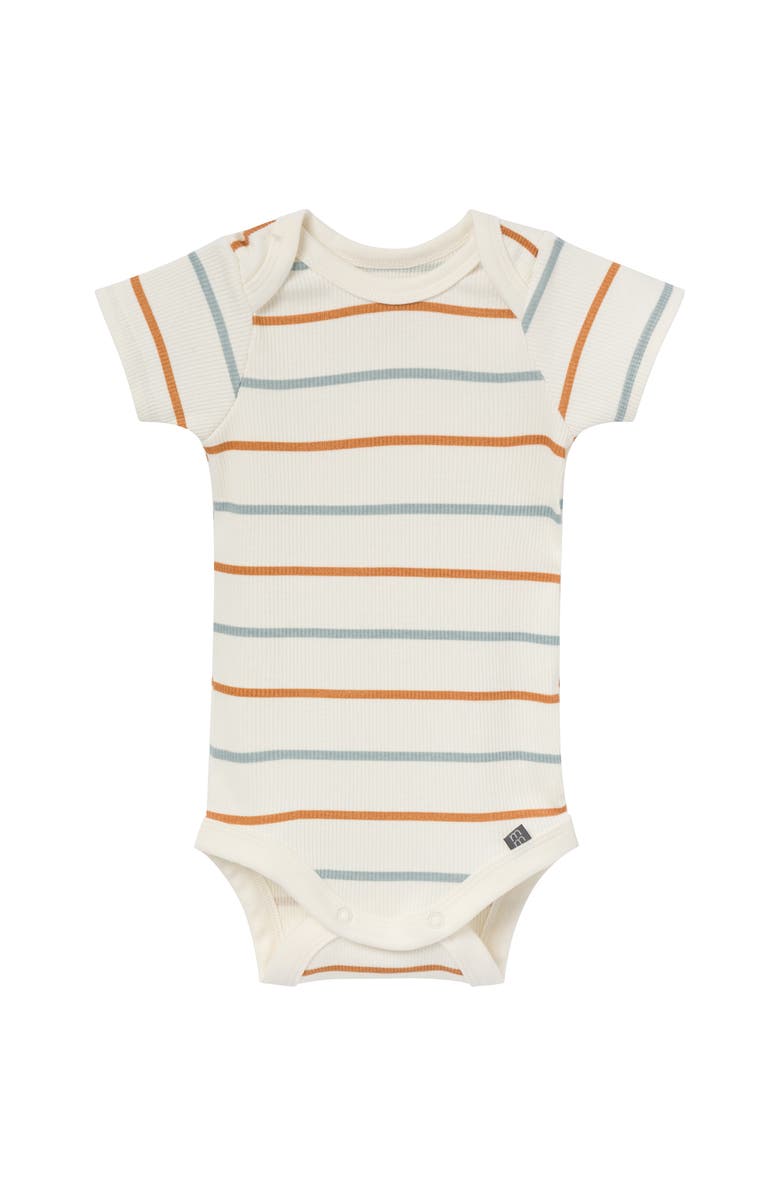 Modern Moments<sup>™</sup> by Gerber Coordinating 4-Pack Bodysuit & Shorts Set, Alternate, color, Ivory 2 Color Stripe/Med Teal