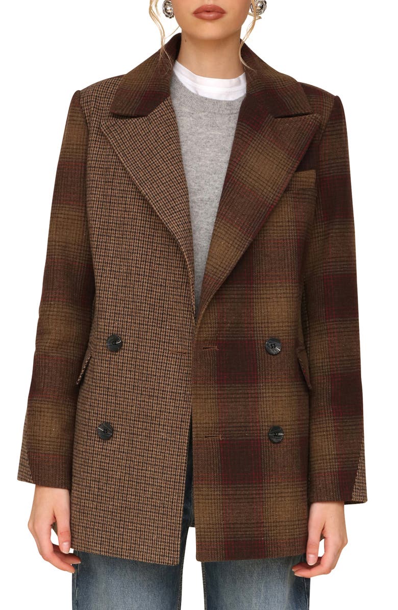 Avec Les Filles Patchwork Double Breasted Blazer, Alternate, color,