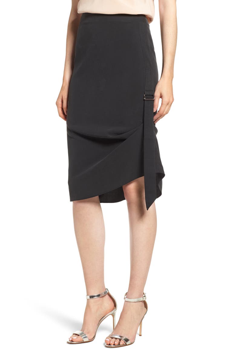 Side Drape Skirt, Main, color, BLACK