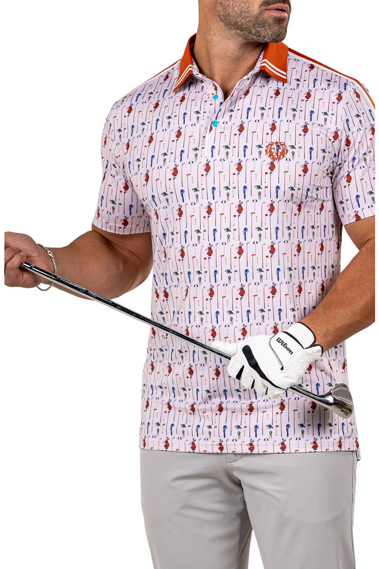 Martyr0012 Print Golf Polo, Alternate, color, WHITE
