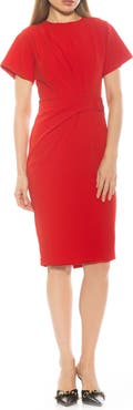 Alexia Admor Clara Crewneck Draped Sheath Dress