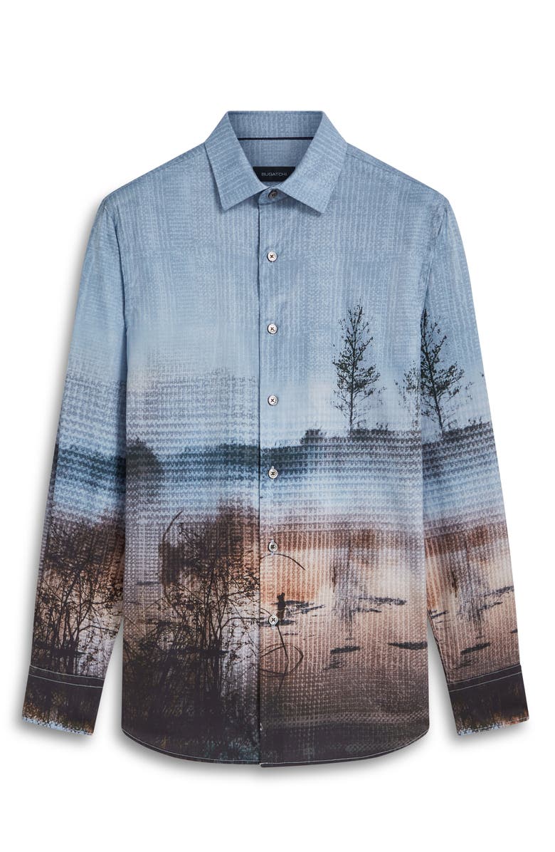 Bugatchi Julian Photoprint Cotton Button-Up Shirt, Alternate, color, 