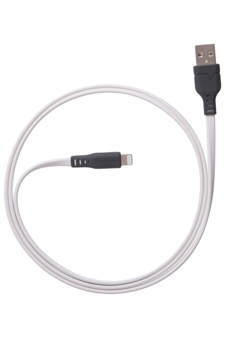 Flat USB-A to Apple Lightning High Speed Tangle-Free 6 Foot Cable, Main, color, White