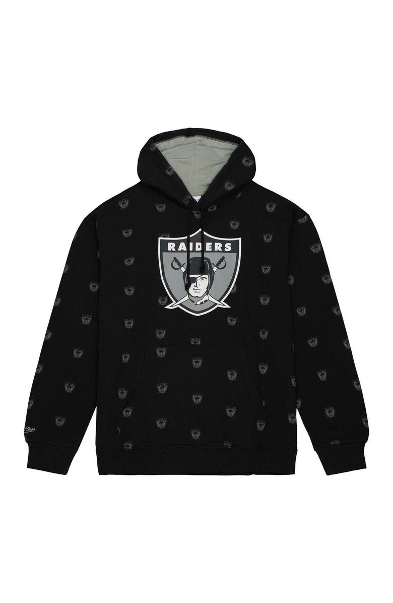 Mitchell & Ness Men's Mitchell & Ness Black Las Vegas Raiders Allover Print Fleece Pullover Hoodie, Alternate, color, Black