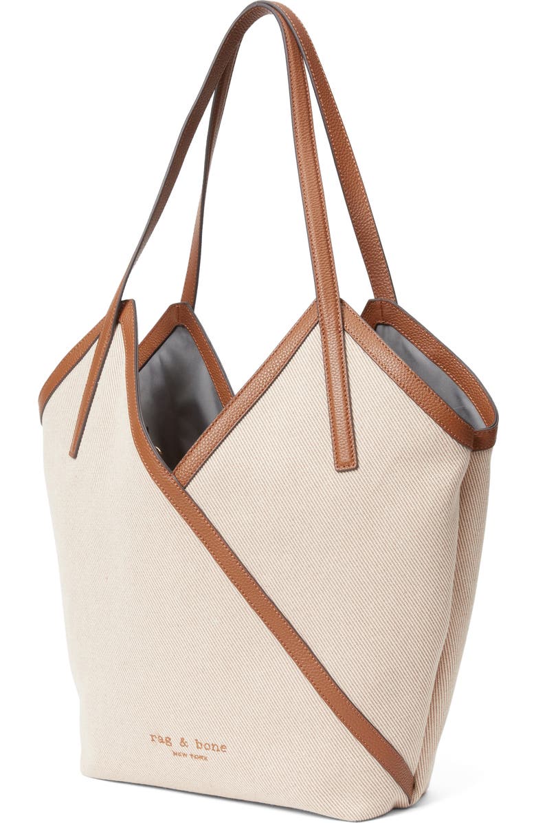 rag & bone Alix Leather Trim Canvas Tote, Alternate, color, Natural/ Tan