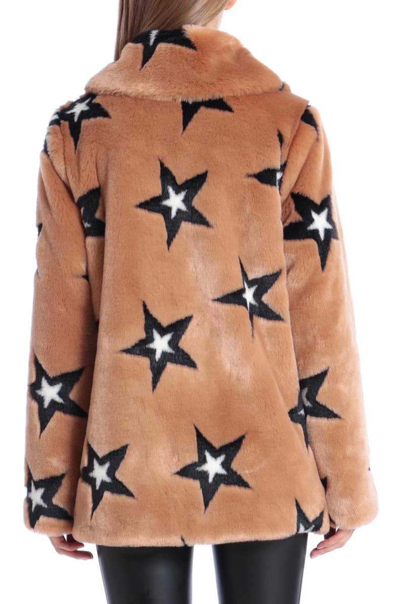 Avec Les Filles Star Print Faux Fur Swing Coat, Alternate, color,