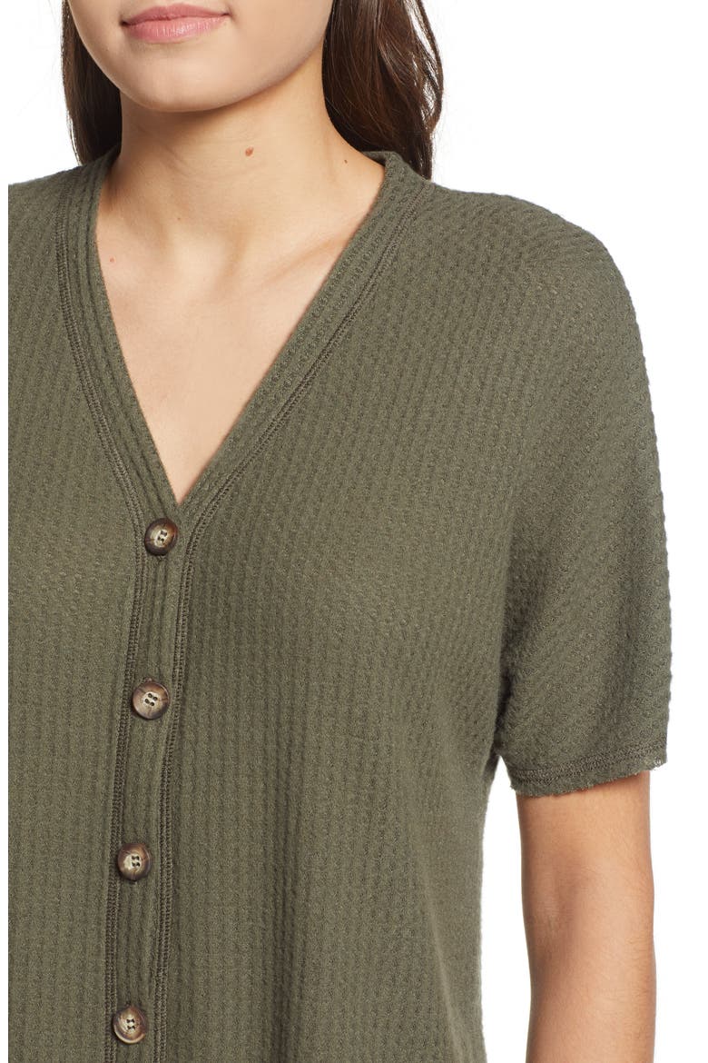 Tie Hem Thermal Tee, Alternate, color, OLIVE