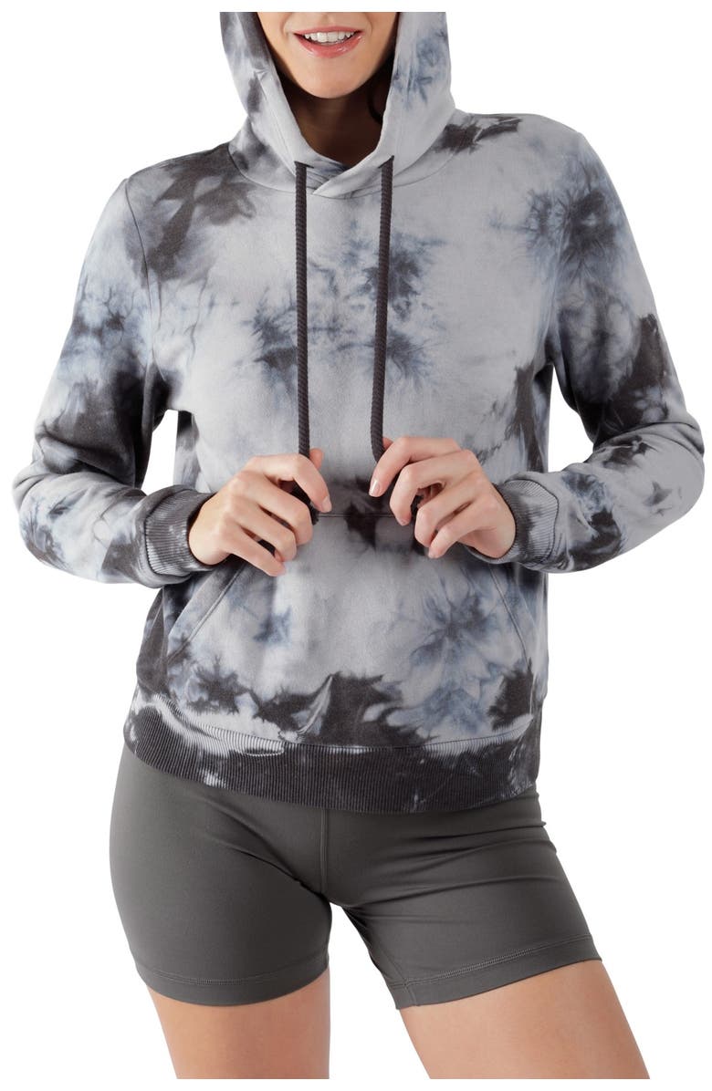 90 DEGREE BY REFLEX Brushed Tie Dye Crop Hoodie, Alternate, color,