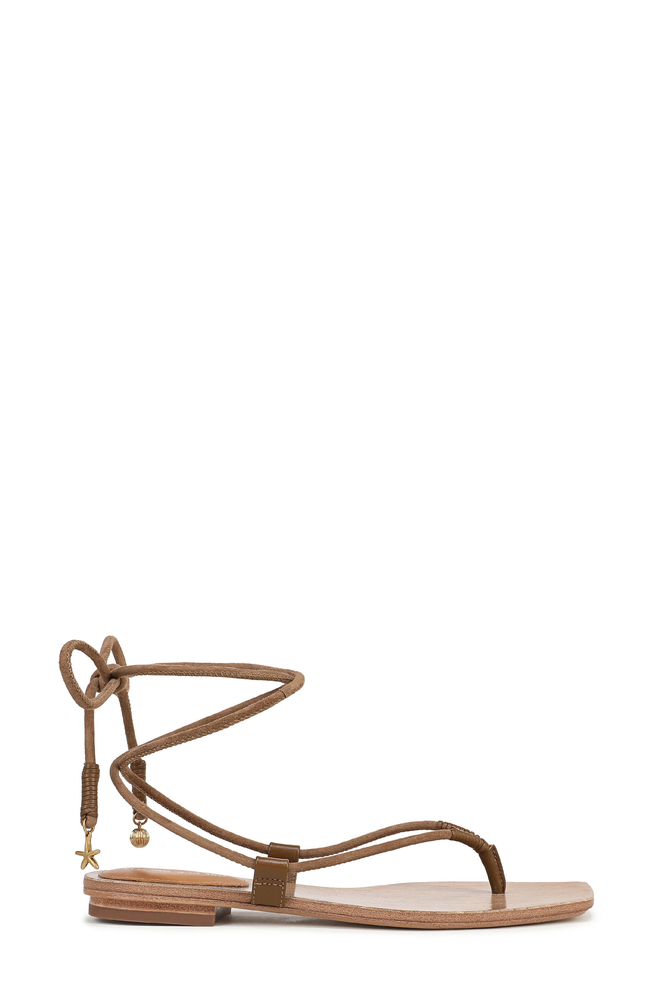 Veronica Beard Rosetta Ankle Wrap Sandal, Alternate, color, Chestnut