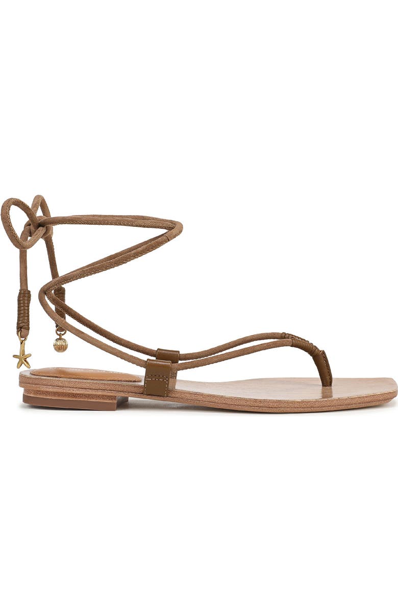 Veronica Beard Rosetta Ankle Wrap Sandal, Alternate, color, Chestnut