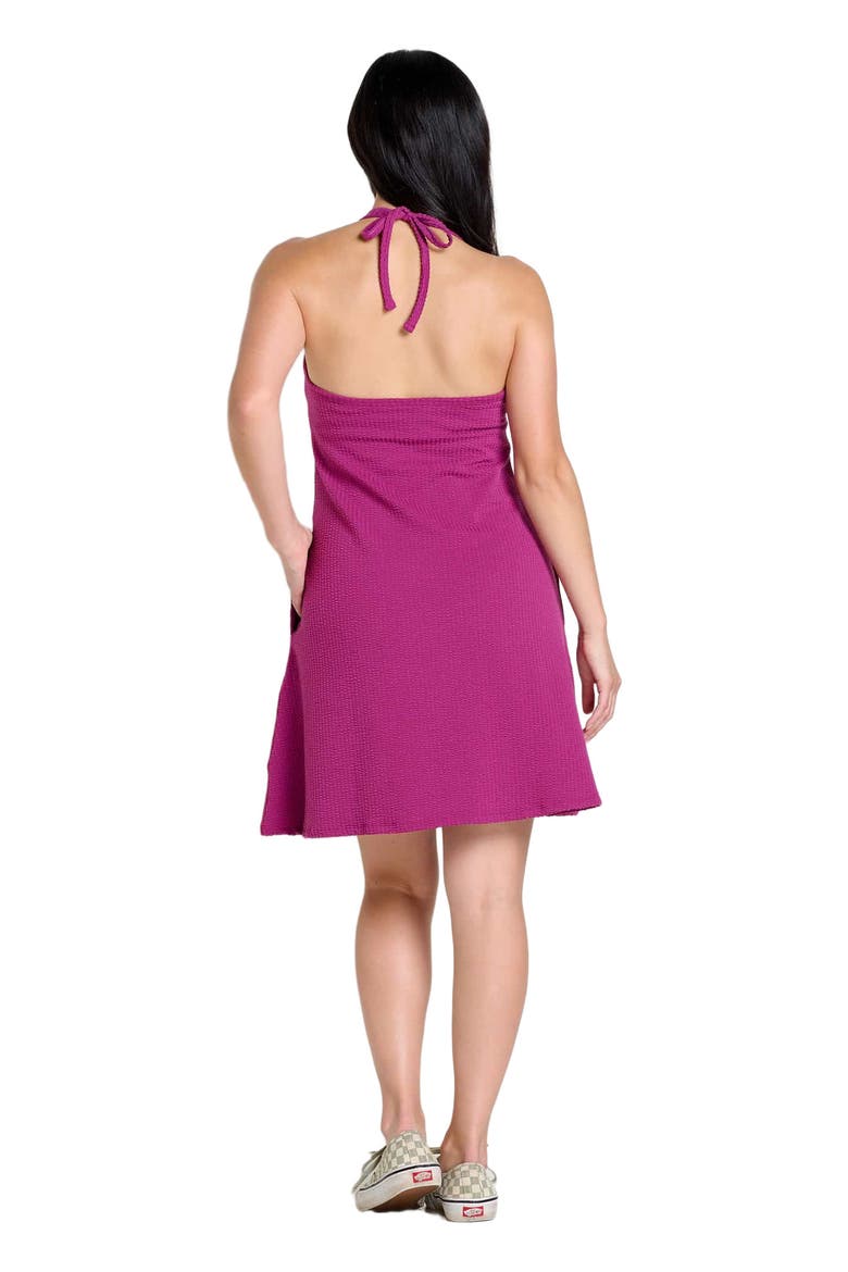 Plumeria Halter Sleeveless Dress, Alternate, color, Boysenberry Texture