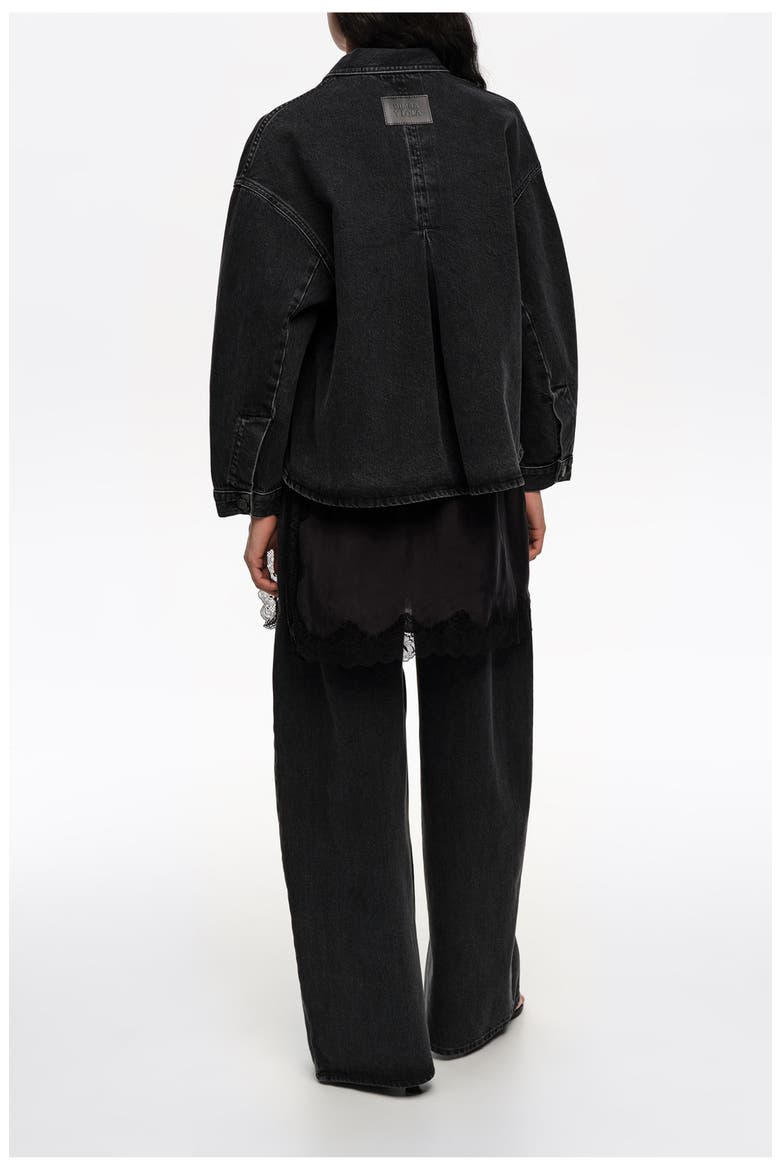 A-line Washed Denim Jacket, Alternate, color, WASHED BLACK