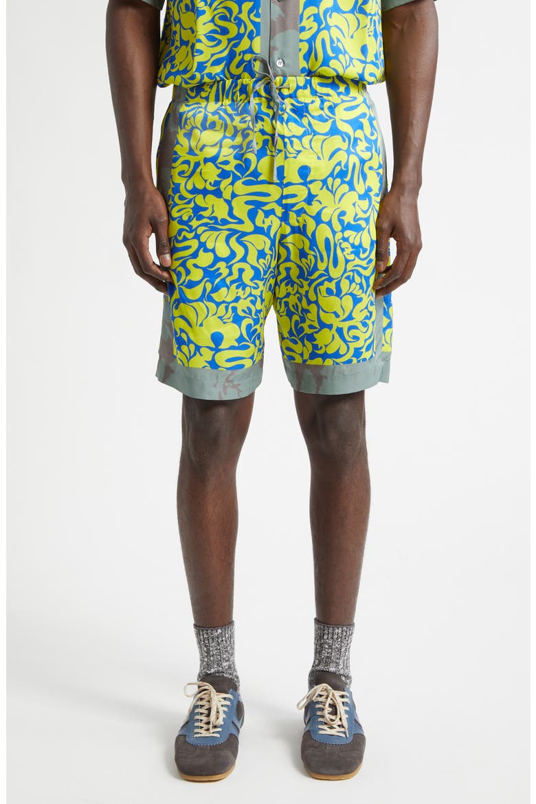 Piperi Mixed Print Drawstring Shorts, Main, color, YELLOW