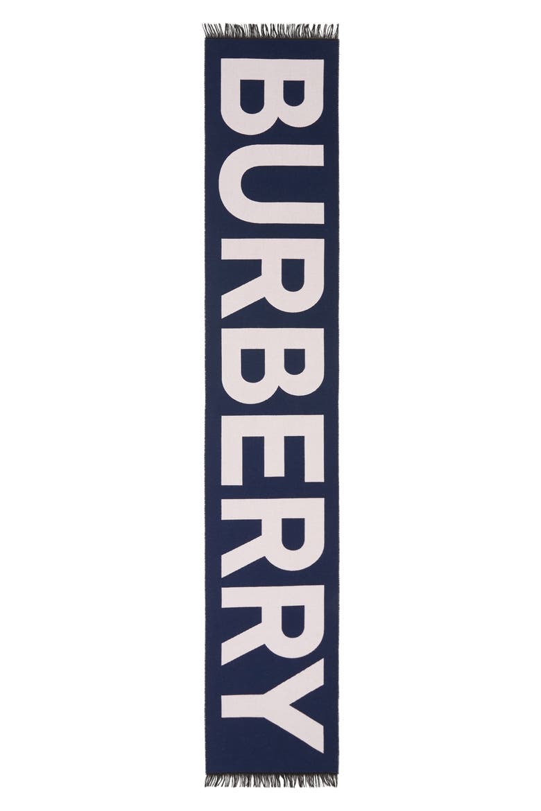 Logo Jacquard Wool Football Scarf, Main, color, NAVY