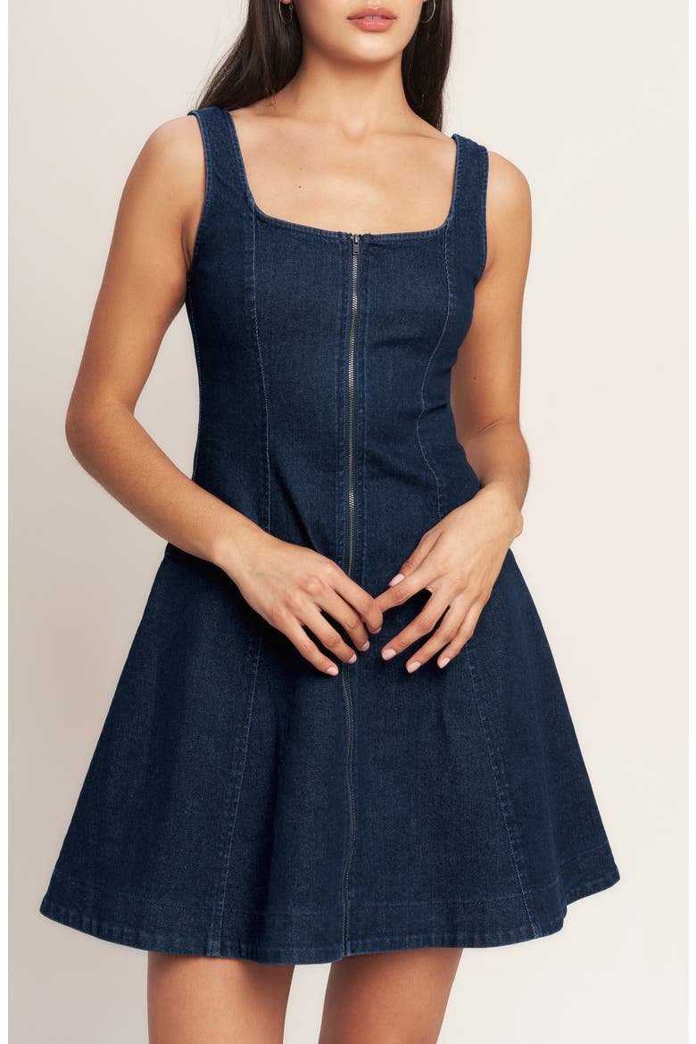 Denim Minidress, Alternate, color, DARK INDIGO