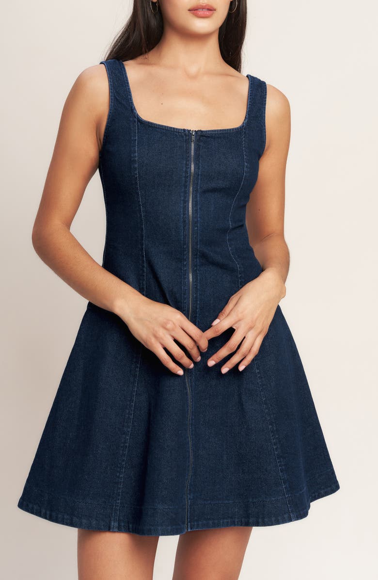 FLYING TOMATO Denim Minidress, Alternate, color, Dark Indigo