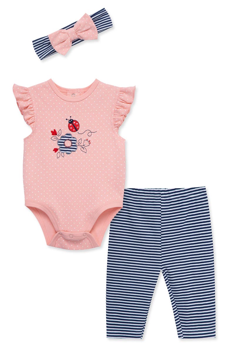 Little Me Ladybug Bodysuit, Pants & Headband Set, Main, color,