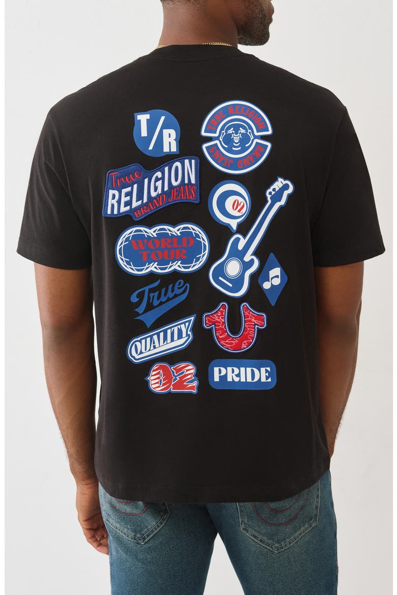 Embroidered Patch Graphic T-Shirt, Alternate, color, JET BLACK