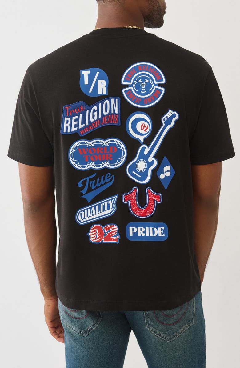 True Religion Embroidered Patch Graphic T-Shirt, Alternate, color, Jet Black